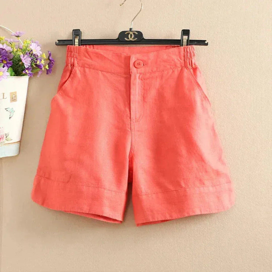 Shorts En Lin Respirants Pour Femmes Sienna À Taille Elastique Confort Décontracté Pour Été