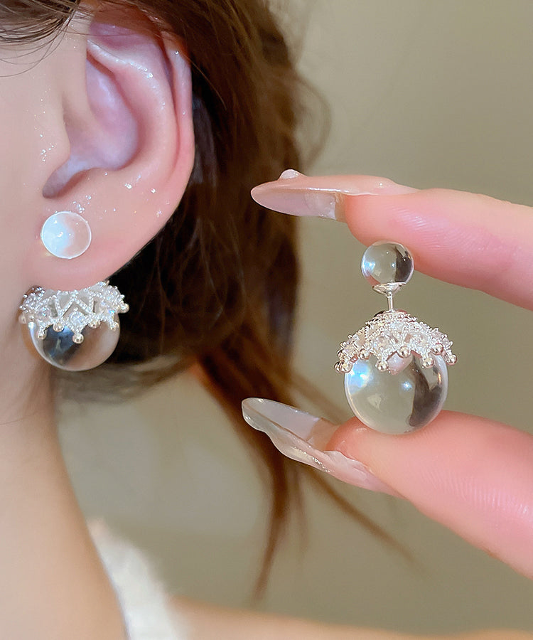 Boucles d'oreilles pendantes simples en perles de verre et zircons cuivrés nude - Amawinc