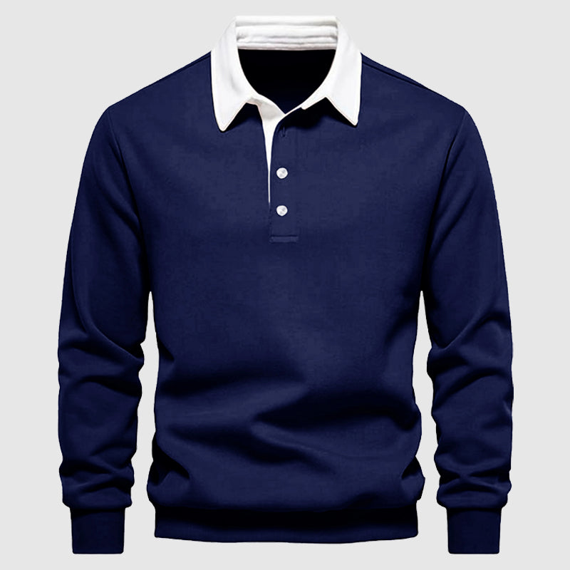 Polo Décontracté Chic Intemporel à Col Chemise Avec Patte de Bouton et Manches Longues