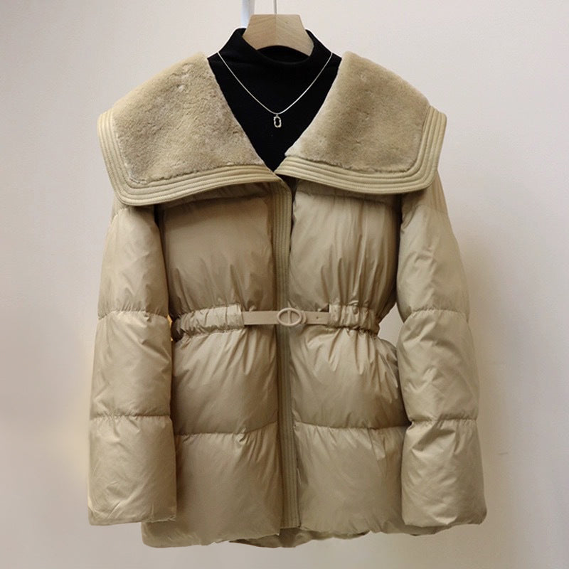 Doudoune Biella Sofia Amoretti Avec Col Oversize Velours Et Ceinture Cintrée Pour Femmes