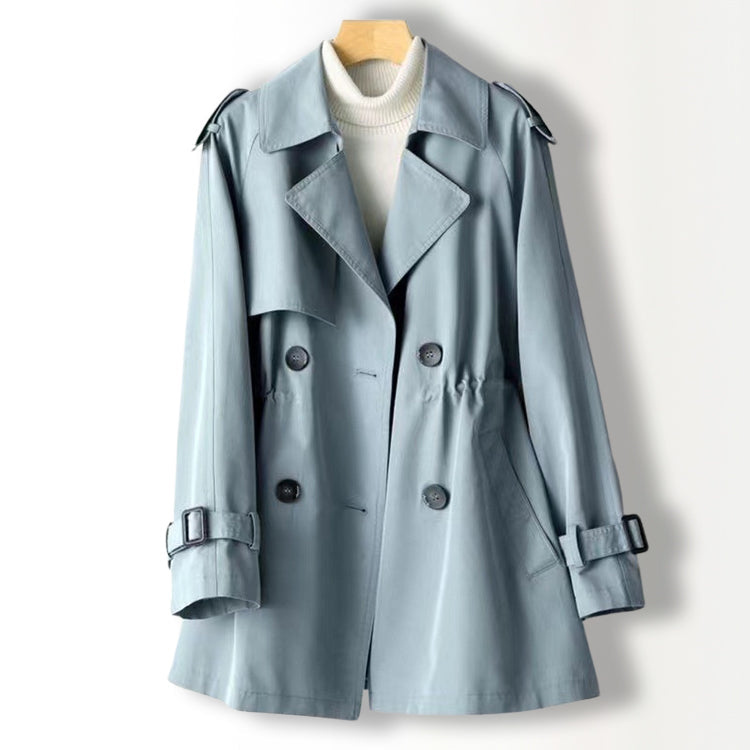 Trench Coat Chic Sofia Amoretti En Polyester Léger Avec Revers Et Manches Longues Disponible En Khaki Et Rose Doux