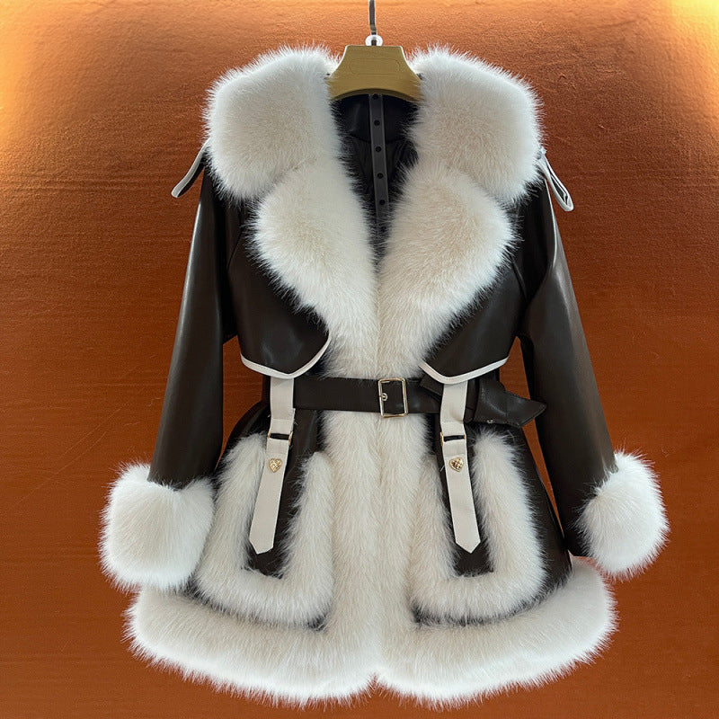 Manteau En Fausse Fourrure Sofia Amoretti Barletta Avec Col Et Poignets En Fourrure Fausse Ceinture