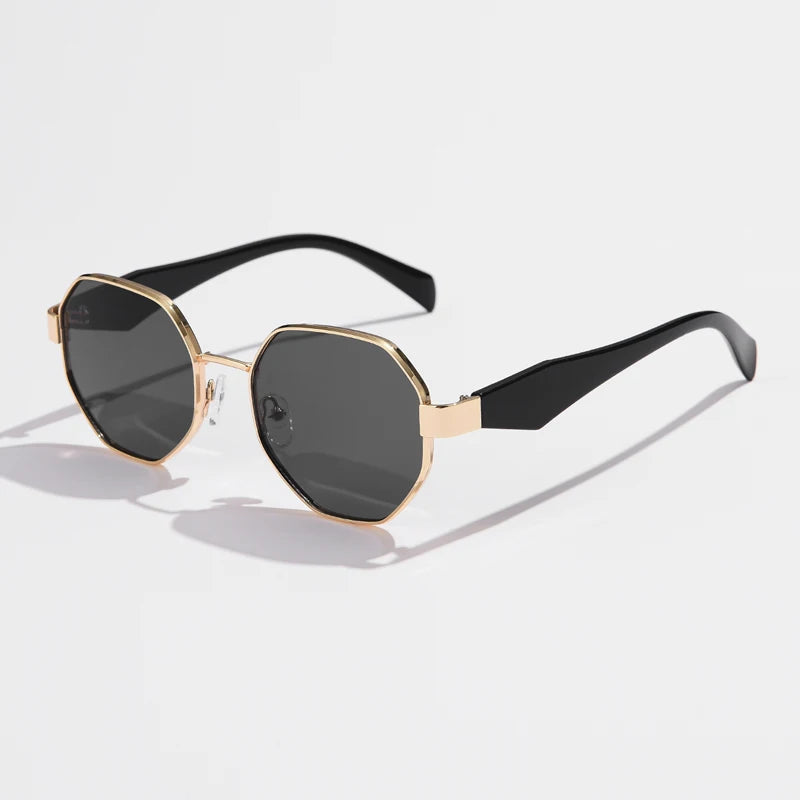 Solstice Octo Shades Lunettes Polygonales À Monture Fine En Métal Teinte Sombre UV Protégée Pour Allure Audacieuse