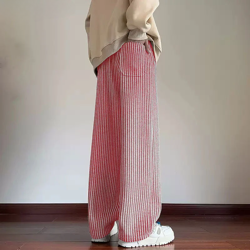 Pantalon StriveLine Motif Chevrons Ultra Ample Avec Taille Élastique Et Cordon De Serrage Ourlets Froncés