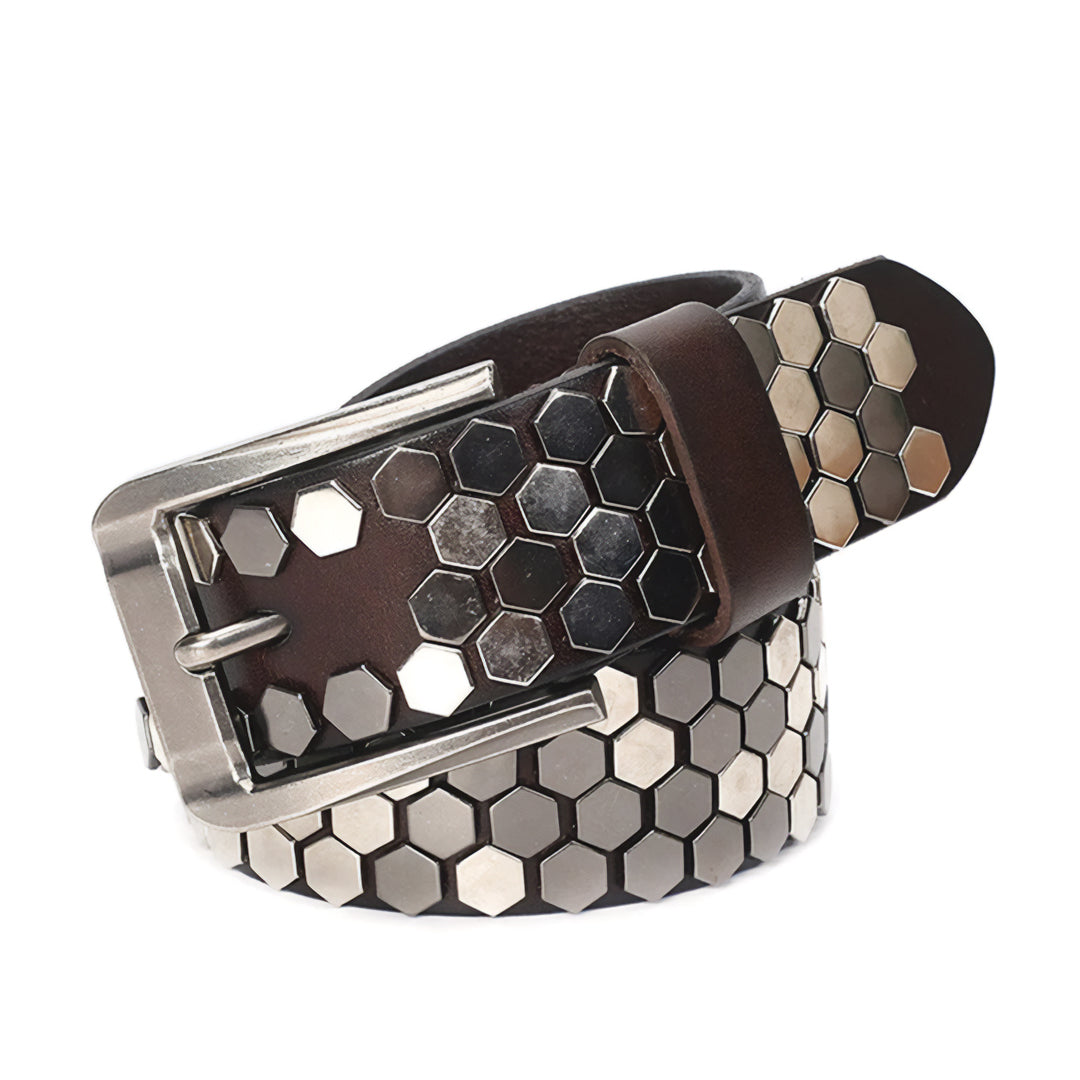 Ceinture En Cuir Cloutée Avec Boucle En Alliage D'Acier Style Punk Authentique 5 Tailles