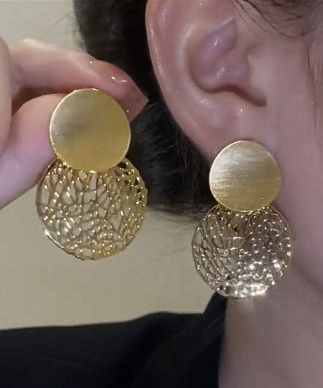 Boucles d'oreilles pendantes élégantes en argent sterling doré et pailleté - Amawinc