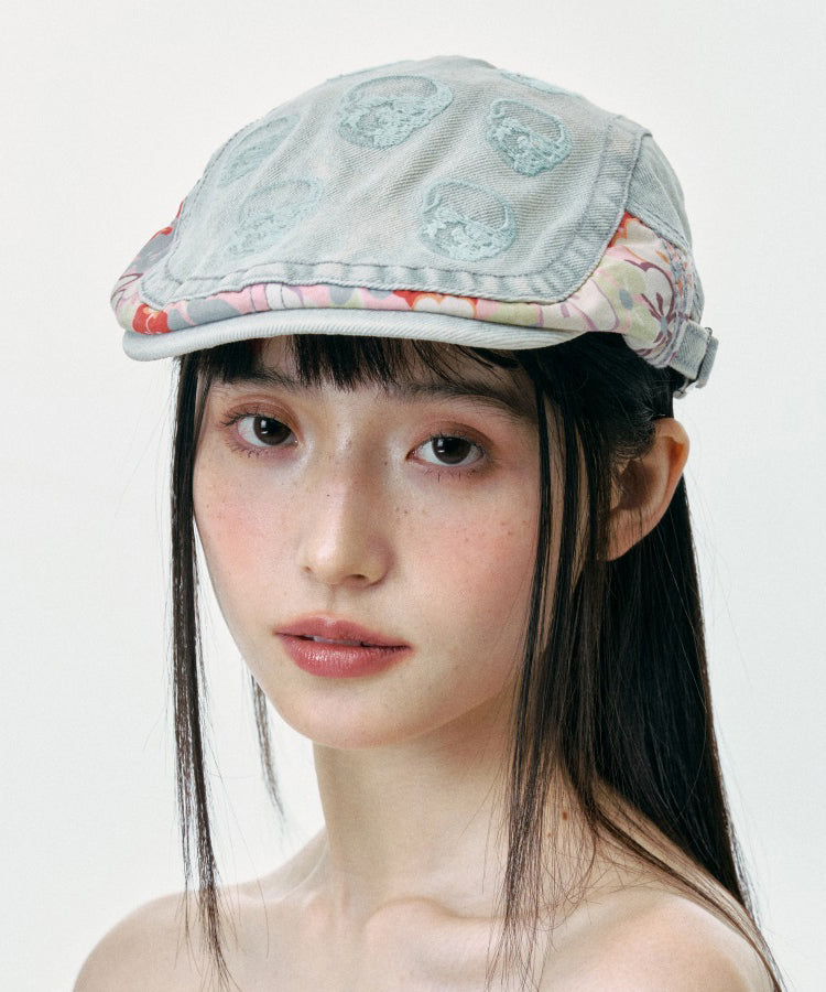Élégant chapeau breton en denim bleu clair brodé - Amawinc