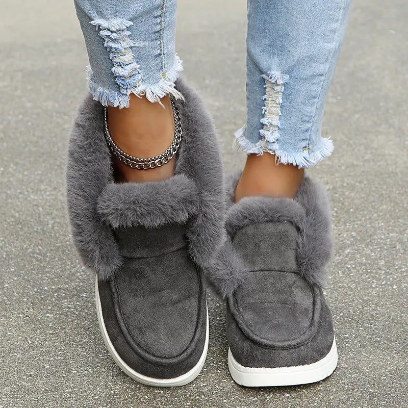 Bottes D'Hiver En Daim Pour Femmes Confortables Et Élégantes Avec Doublure En Fourrure Artificielle