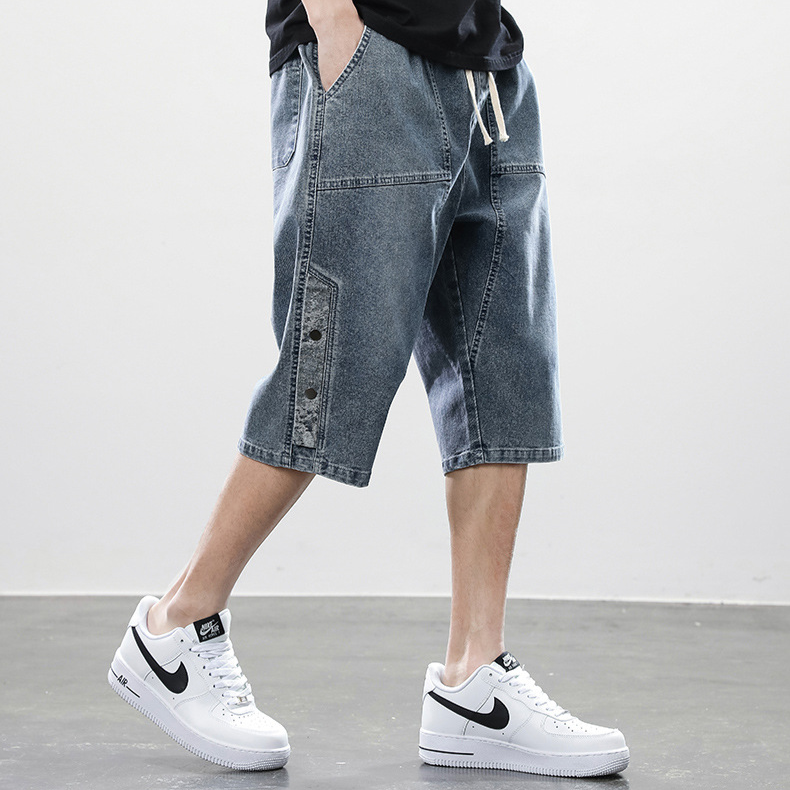Shorts Denim Takeshi Décontractés Avec Lavage Vintage Et Taille À Cordon Style 5 Poches Longueur Mi Mollet