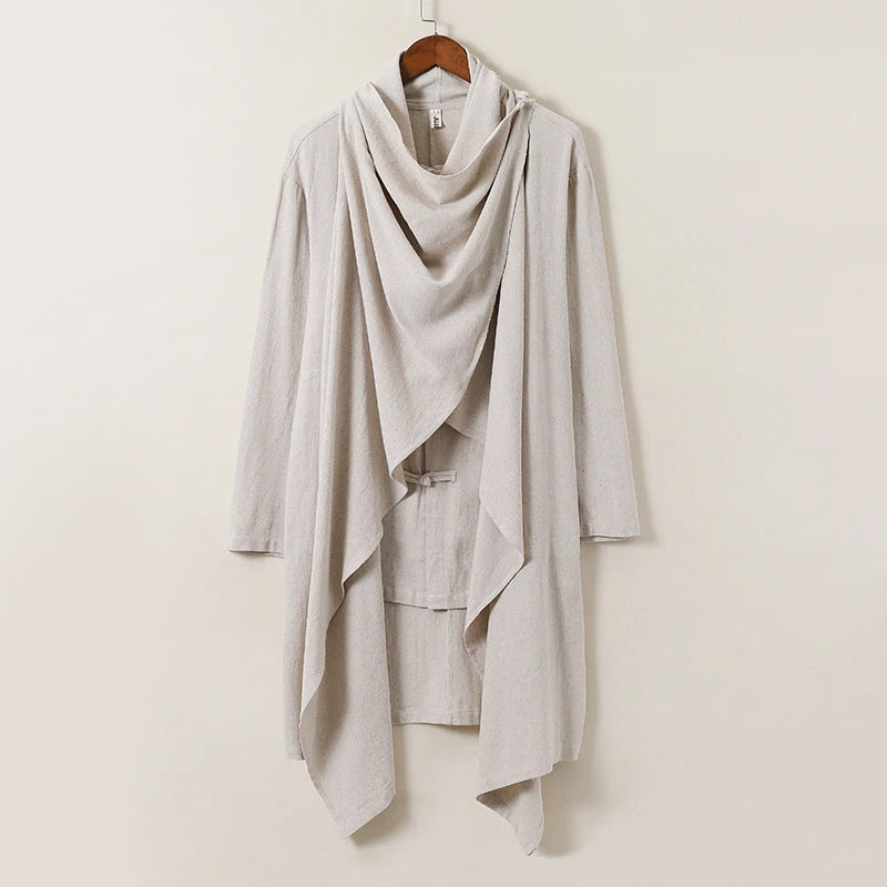 Cape En Lin Takumi Flow Inspirée Du Japon Avec Boutons Nœud Et Silhouette Fluide Respirante Élégante