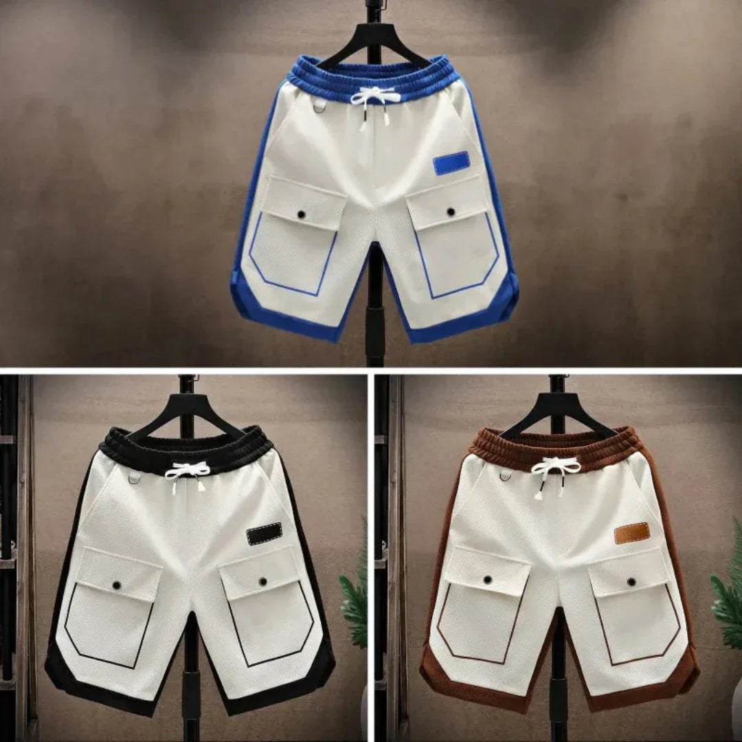 Shorts Cargo Waylynn Theo Pour Homme Avec Bordure Contrastée Taille Élastique Et Poches Frontales Doubles