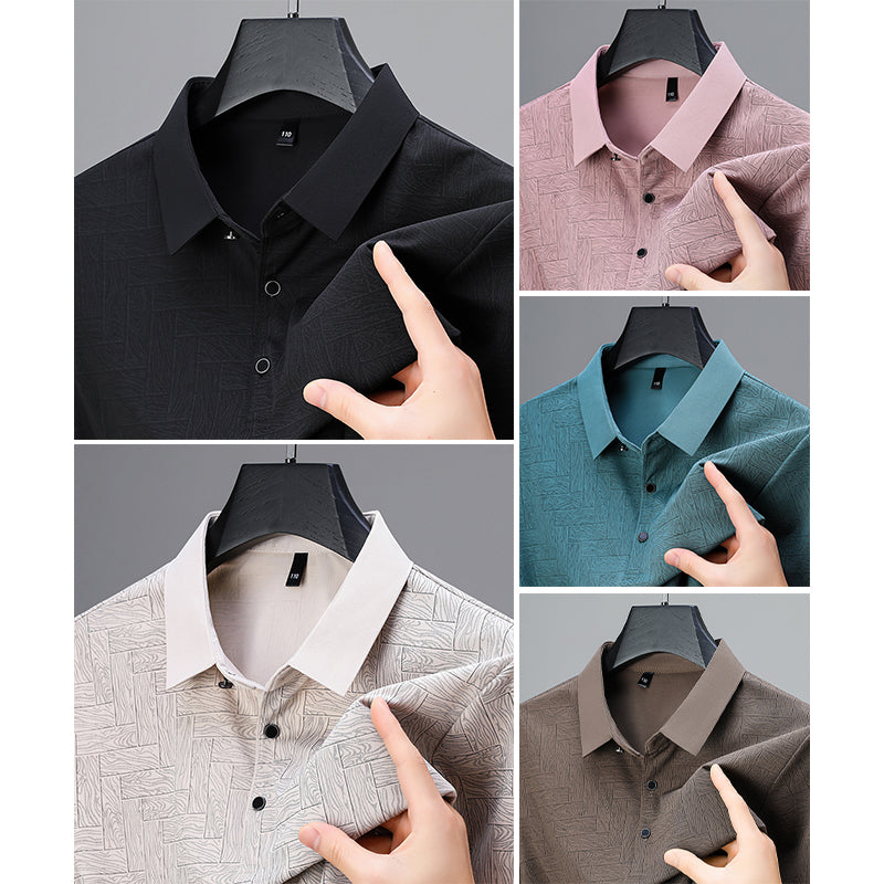 Theodore Willow Polo Exécutif À Manches Courtes Motif Géométrique Respirant Pour Homme