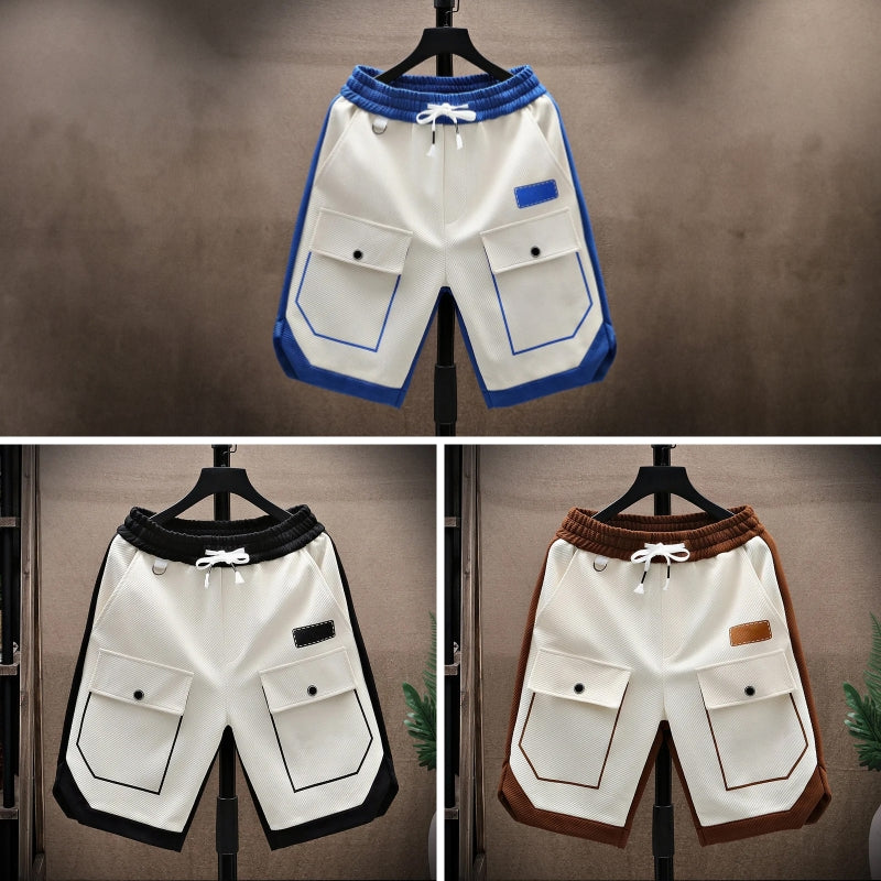 Shorts D'Été Amples Theodore Willow À Deux Couleurs Avec Poches Multiples Et Fermeture À Cordon