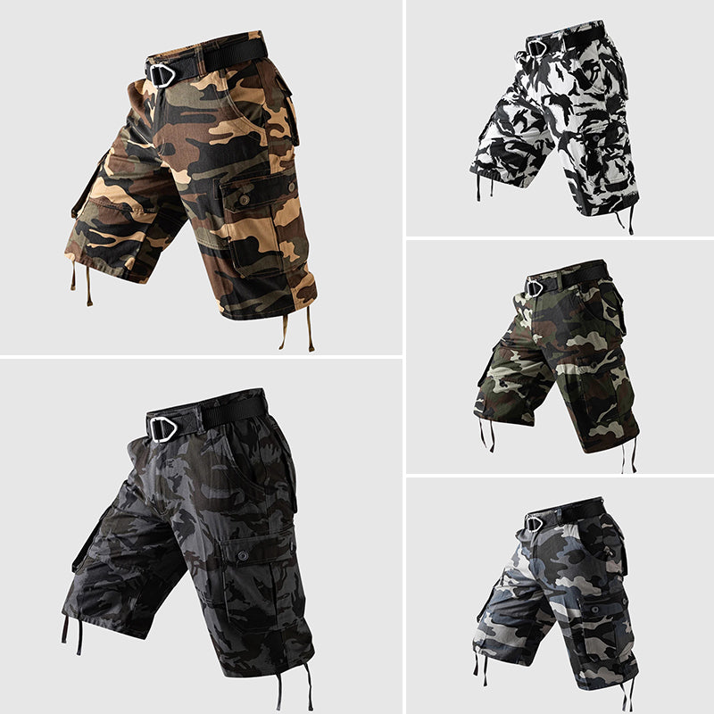 Theodore Willow Shorts Cargo Tactiques En Coton Camouflage À Longueur Genou Poches Généreuses Et Ceinture Mi Haute