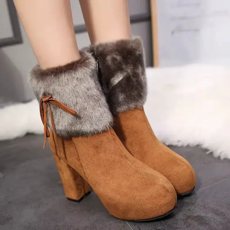 Bottes À Talons Hauts Doublure Fourrure Pour Femmes Amawinc Design Plateforme Chaude Et Confortable
