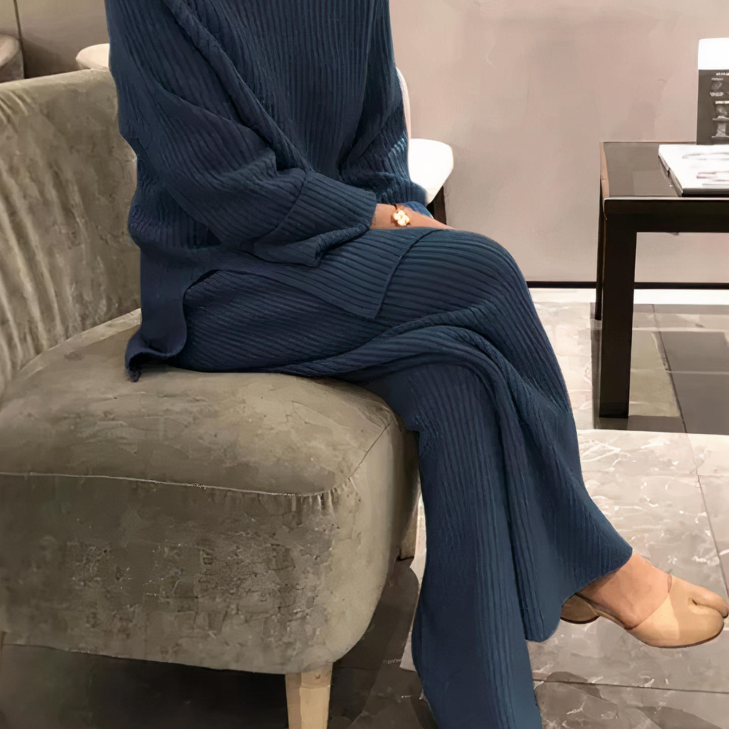 Ensemble Tricot Femme Doux Avec Maille Côtelée Coupe Décontractée Pull Et Pantalon Large Nordic Flair