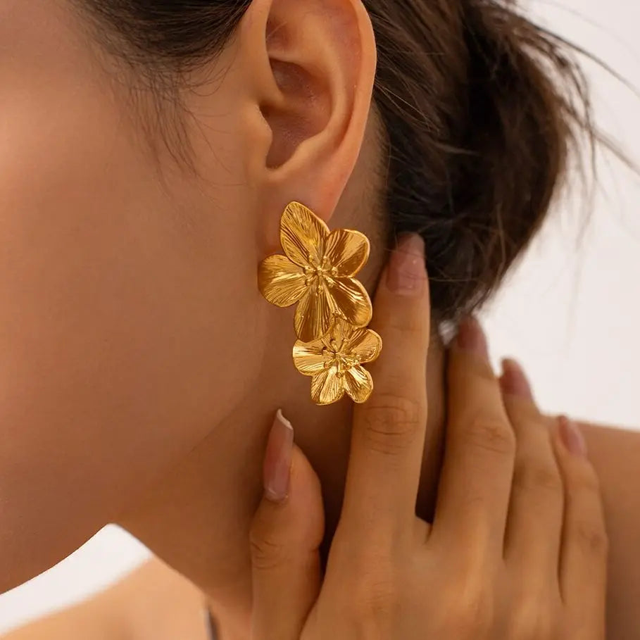 Autumn Boucles Dorées Florales Oversized Géométriques Or Glamour Pour Tous Les Looks du Jour