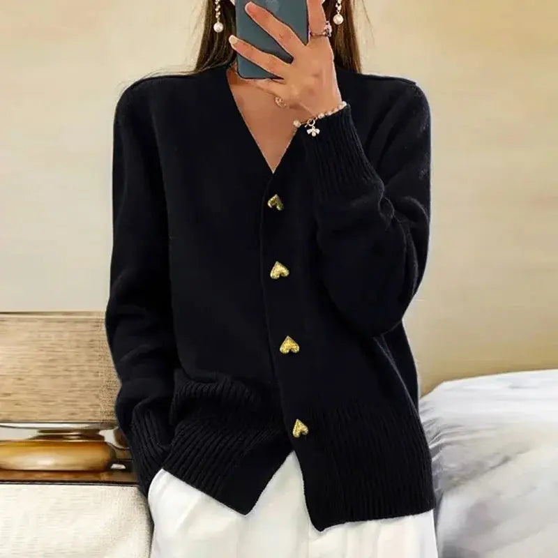 Cardigan Col V Pour Femme Chic et Confortable Pour Une Tenue Polyvalente Quotidienne