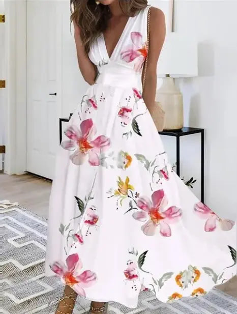 Robe Midi À Encolure V Pour Femmes Amawinc Élégante Et Polyvalente Pour L'Été Pour Occasions Spéciales