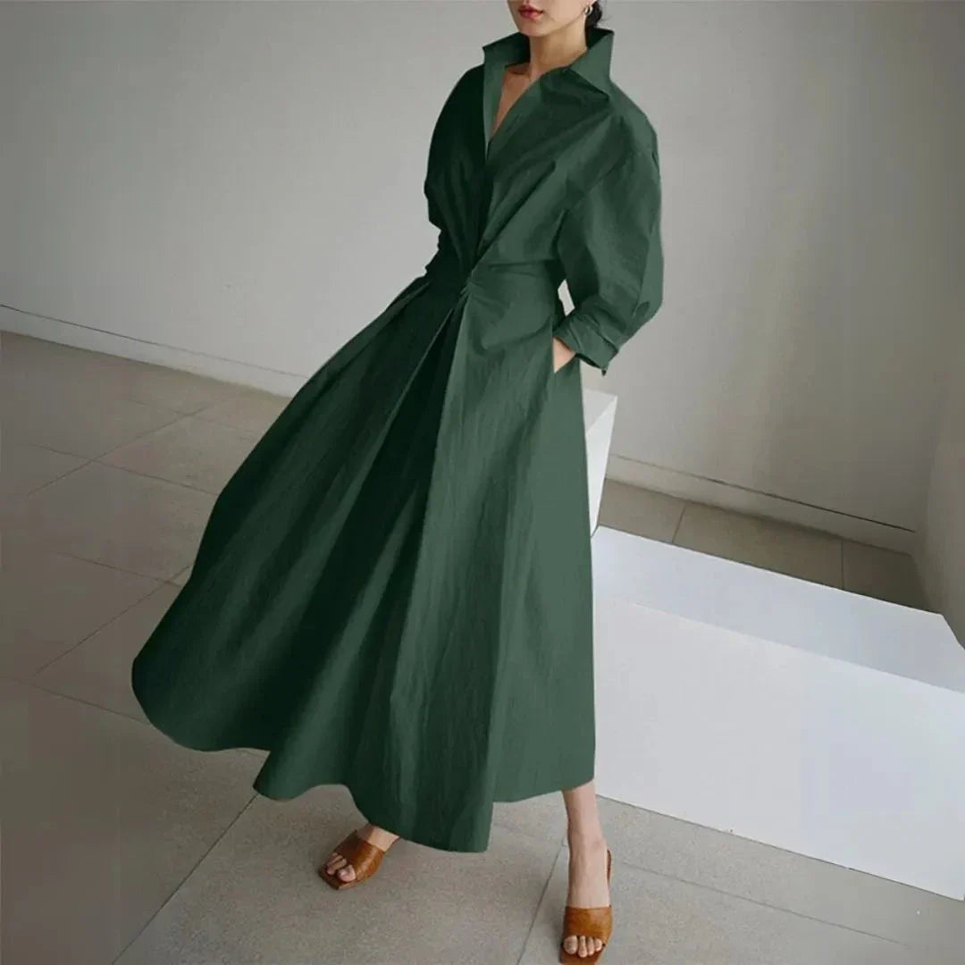 Robe Chemise Valencia à Manches Longues Cintrée Waylynn Bureau Brunch Voyage Élégante Polyvalente