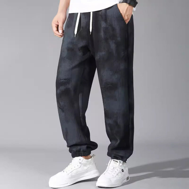 Valentin Pantalon Jogger Effet Grime Lavage Coupe Fuselée Décontractée Avec Cordon Elastique