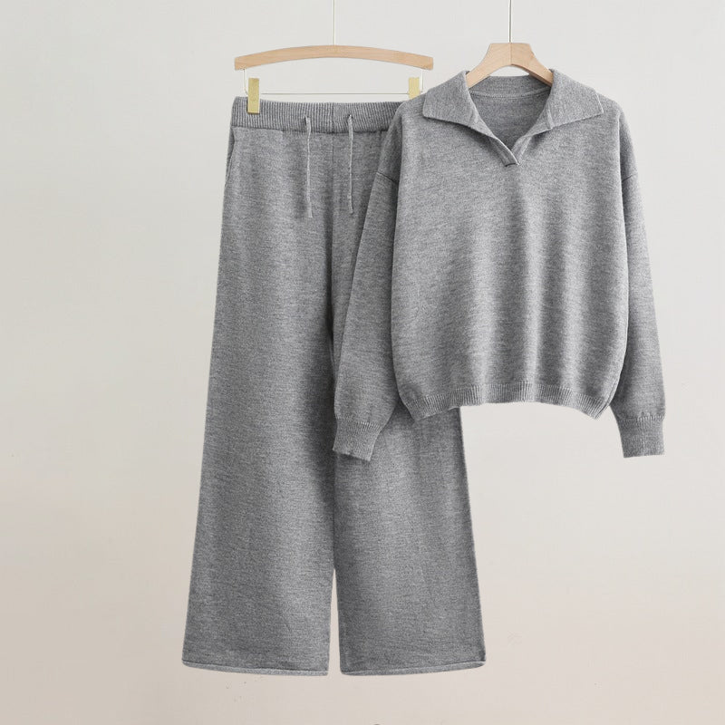 Ensemble Dahlia Élégant Valentina Rossi Pull à Manches Longues Coupe Décontractée et Pantalon Large
