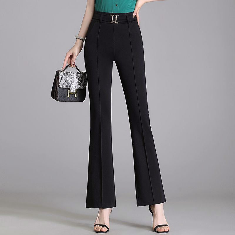 Valentina Rossi Pantalon Évasé Élégant À Taille Haute En Tissu Mélange Légèrement Extensible
