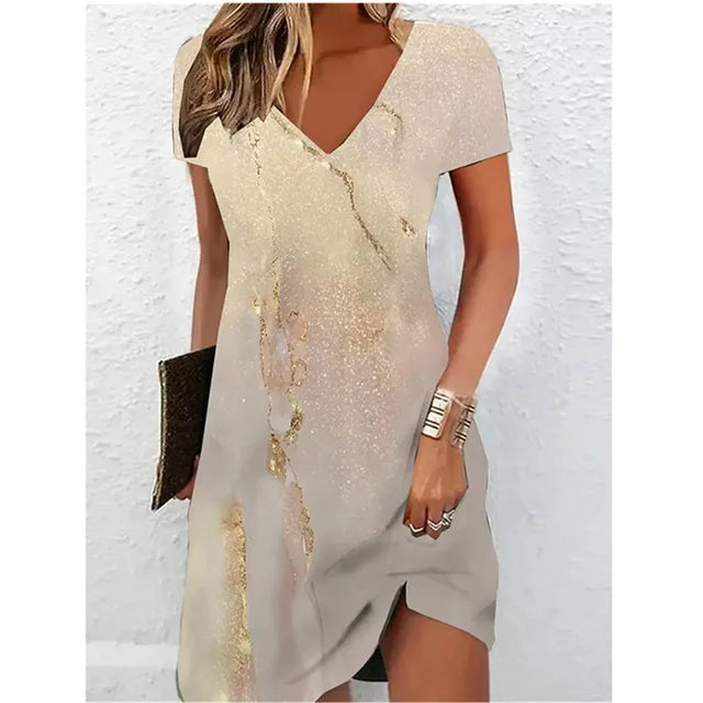Cocktailkleid Vannessa, beige mit Glitzer