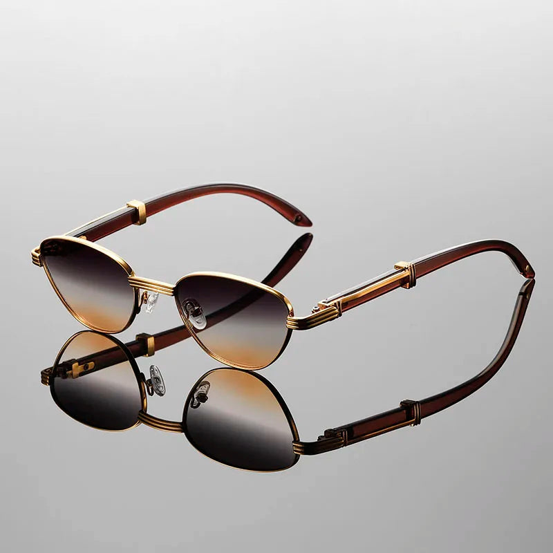 Lunettes de Soleil Velora Catcut Oeil de Chat Vintage avec Tempes Imprimés Serpent Style Métal Poli UV400