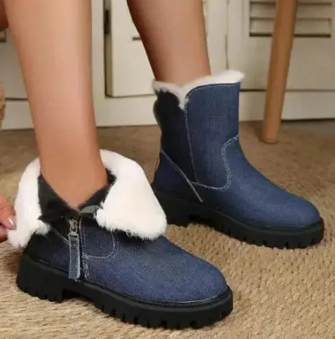 Amawinc Bottes de Neige Velours pour Femmes Chaudes et Élégantes Chaussures d'Hiver