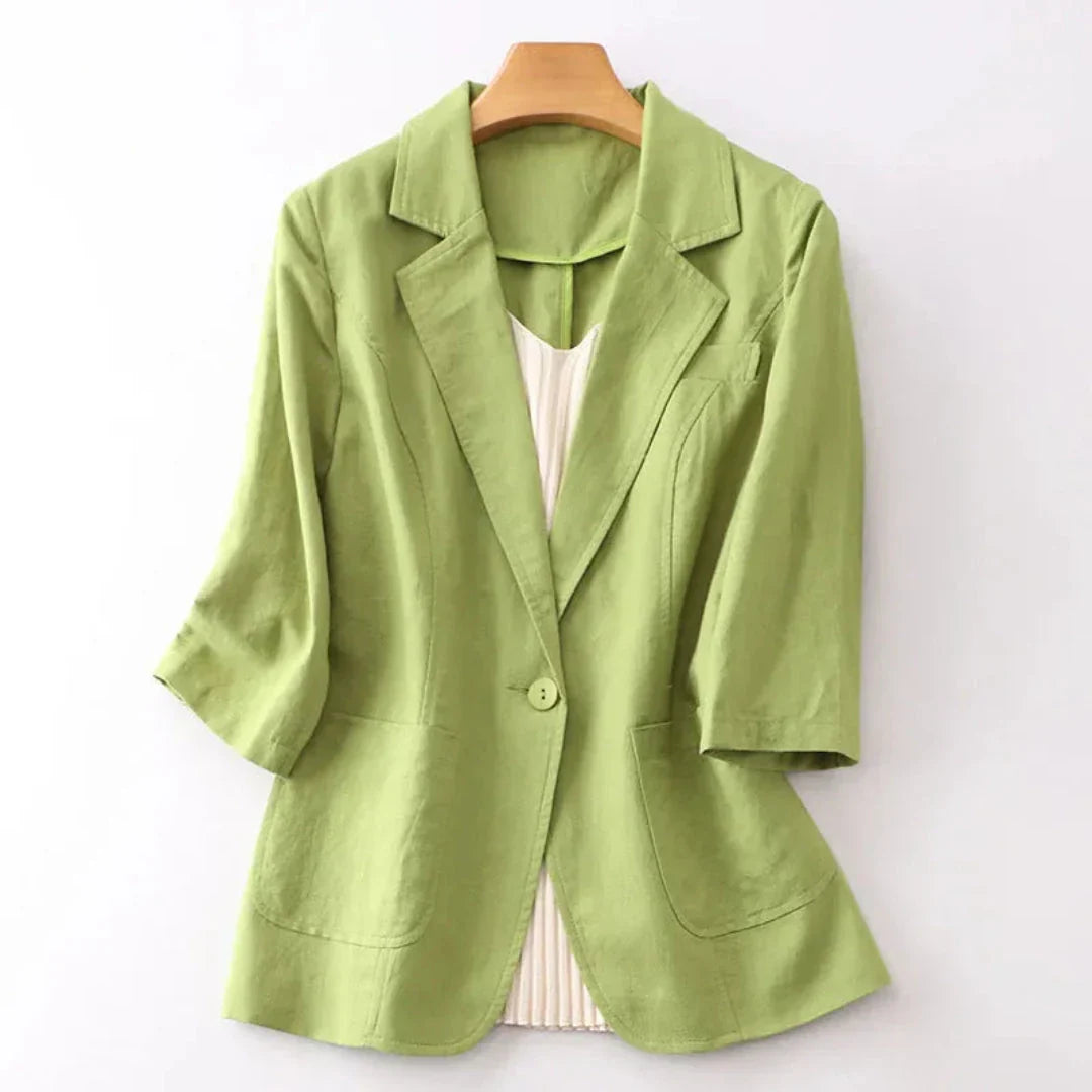 Veste Lin Manches Trois Quarts Vicky Blazer Léger Et Respirant Pour Travail Week End