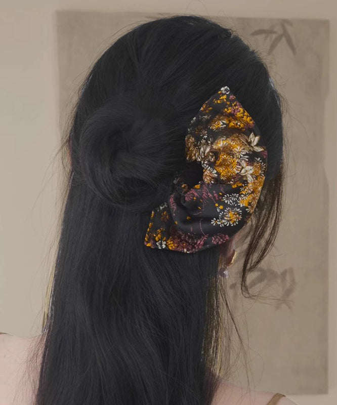 Épingle à cheveux vintage en forme d'éventail avec broderie en pierre œil de tigre noire et cuivre - Amawinc