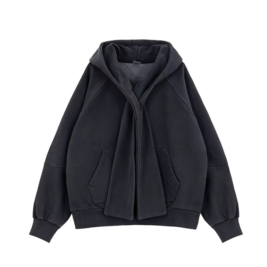 Hoodie Patchwork Couture Avec Nœud Irrégulier Et Coupe Décontractée Pour Style Urbain