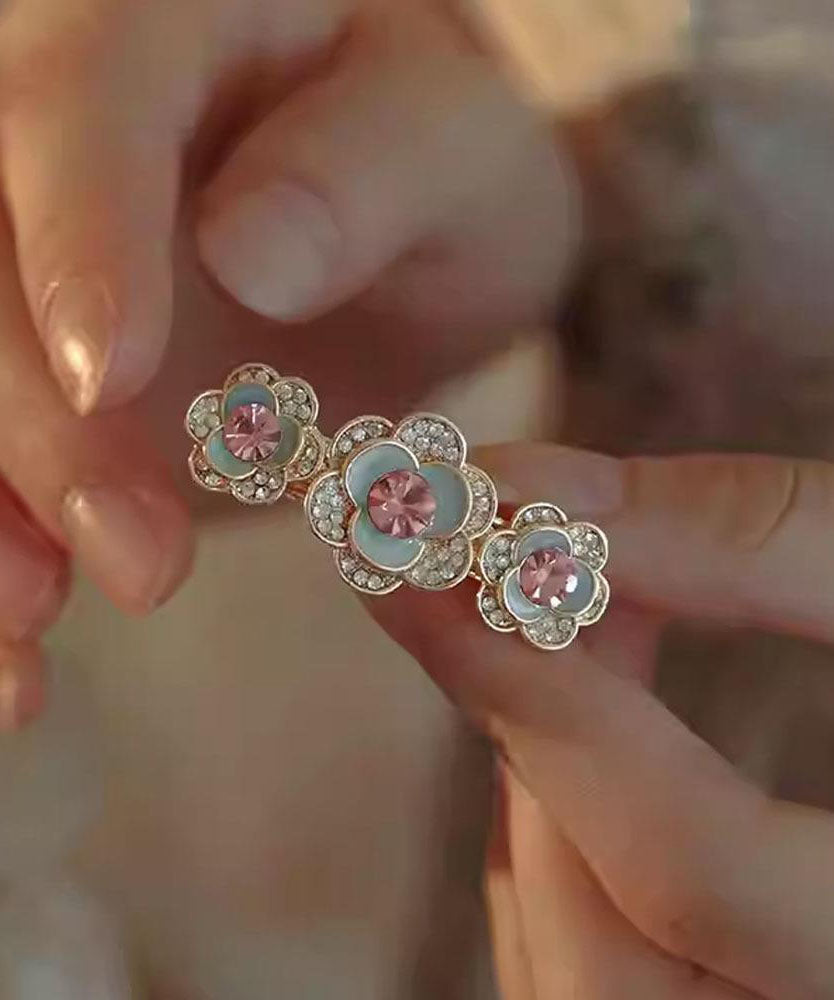 Épingle à cheveux florale vintage en alliage de zircon violet clair - Amawinc