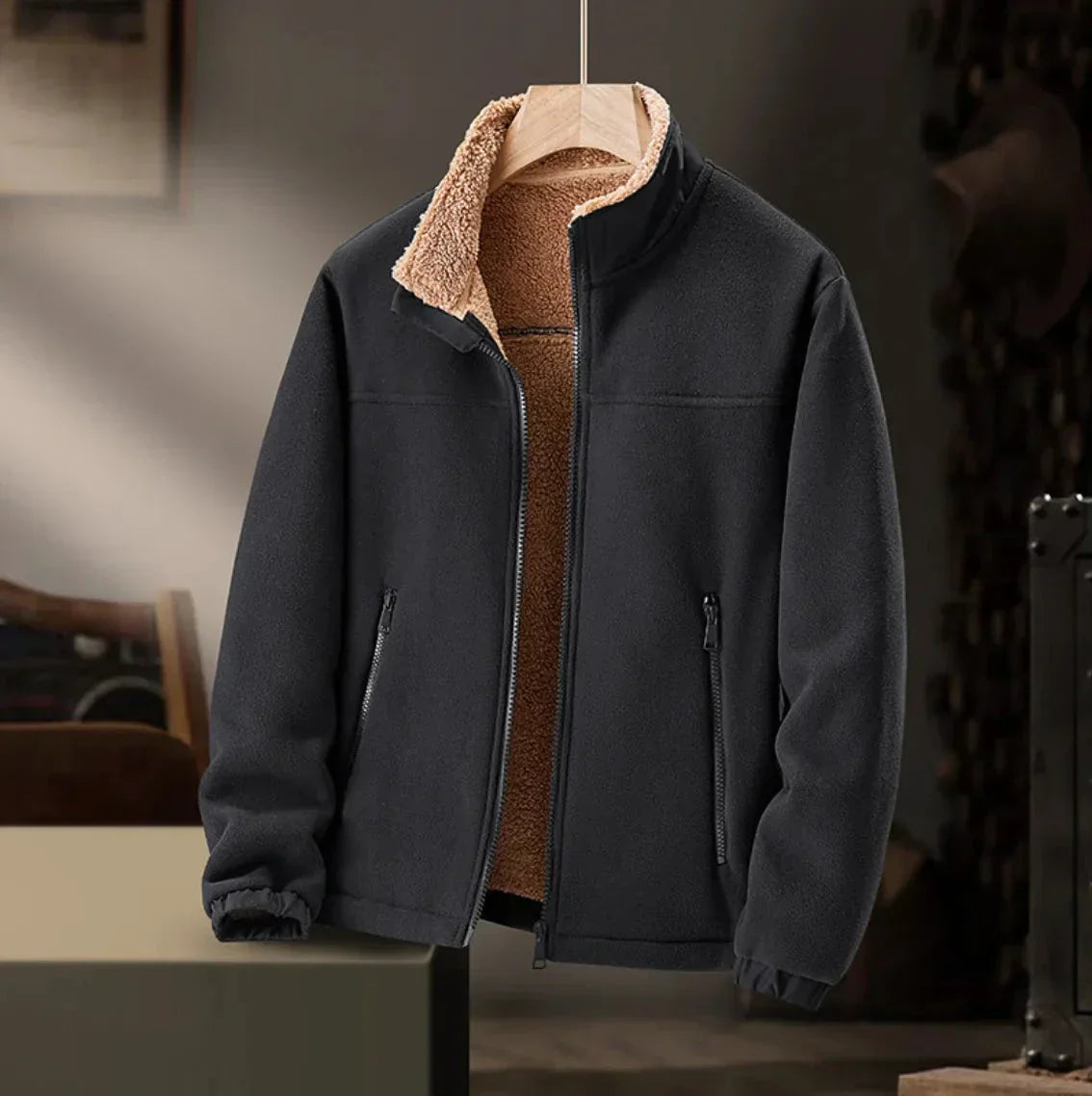Waylynn Veste Polaire Doublée Sherpa Pour Homme Avec Col Montant Chaude Pour Temps Froid Et Confortable