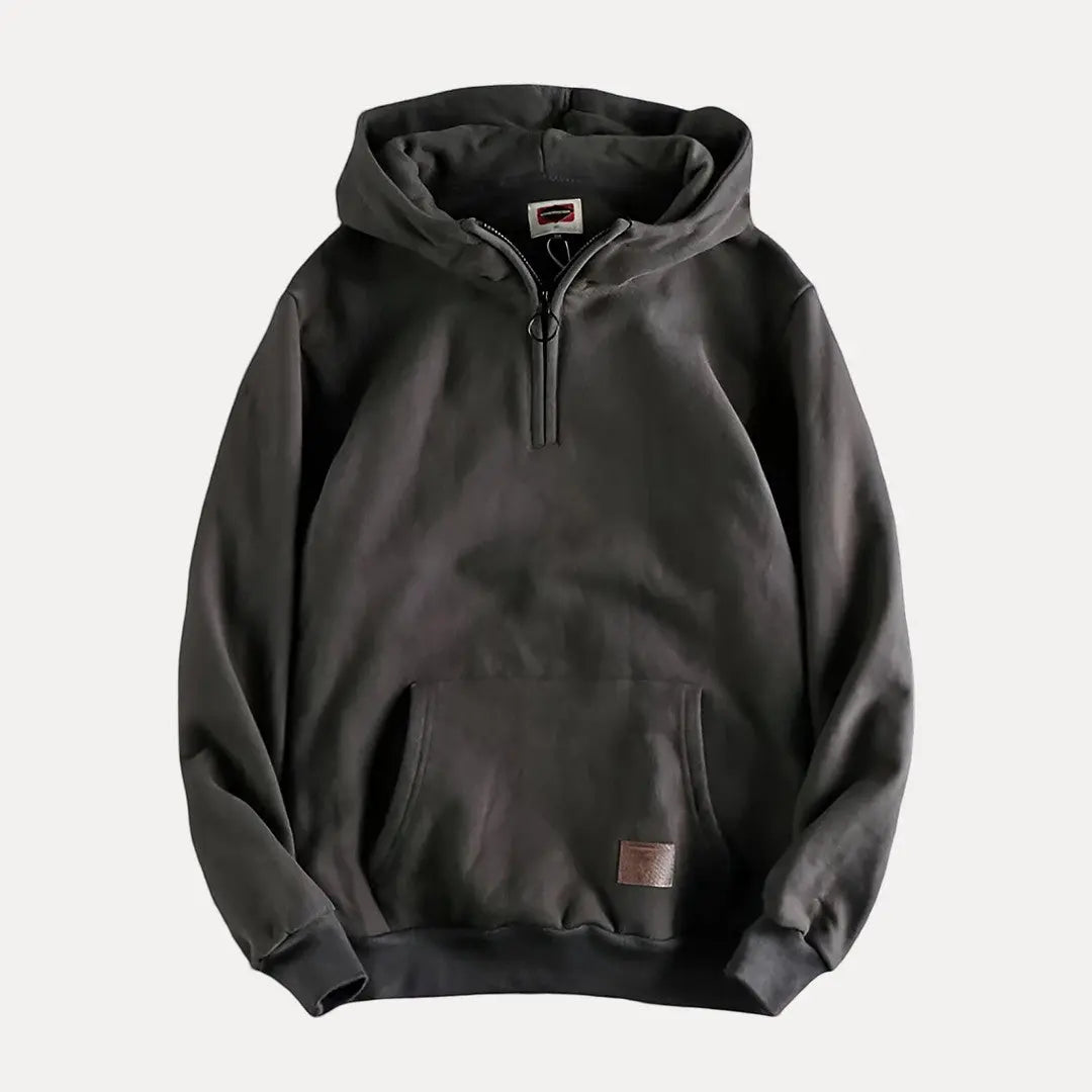Amawinc Sweat À Capuche Molleton Demi Zip Pour Homme Coupe Décontractée Poche Kangourou