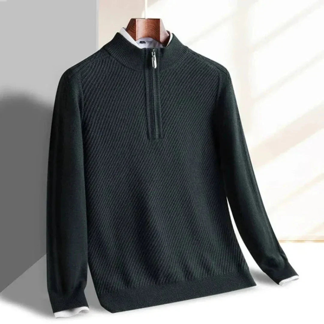 Pull Wilson Demi Zip Maille Douce Col Montant Avec Cotes Pour Homme Polyvalent Et Confortable