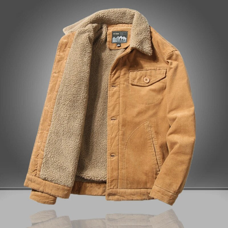 Veste Velours Côtelé Sherpa Declan Pour Homme Avec Doublure Fourrure Synthétique Chaude Pour L Hiver