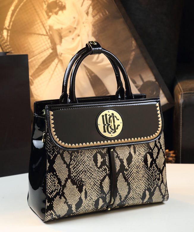 Sac fourre-tout en cuir de veau noir brodé pour femme, grande capacité - Amawinc