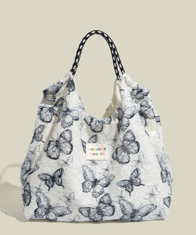 Sacs fourre-tout en toile grande capacité motif papillon bleu pour femme - Amawinc
