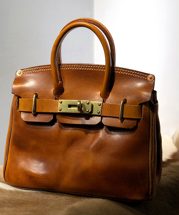 Sac fourre-tout en cuir doré pour femme, couleur marron, solide et durable, patchwork - Amawinc