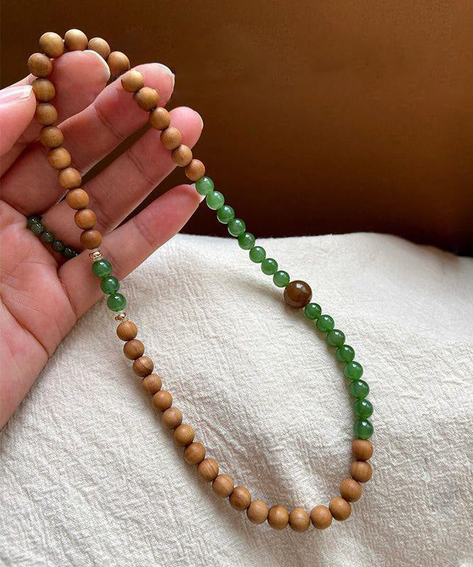 Bracelet Xiaomi double couche en jade et bois de santal vert pour femme - Amawinc