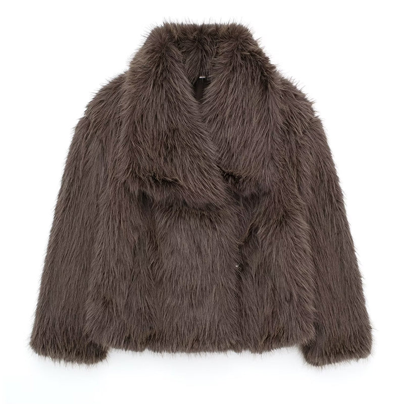 Manteau Court En Fausse Fourrure Pour Femmes Avec Col Oversize Chic Et Polyvalent Amawinc Idéal Pour Hiver