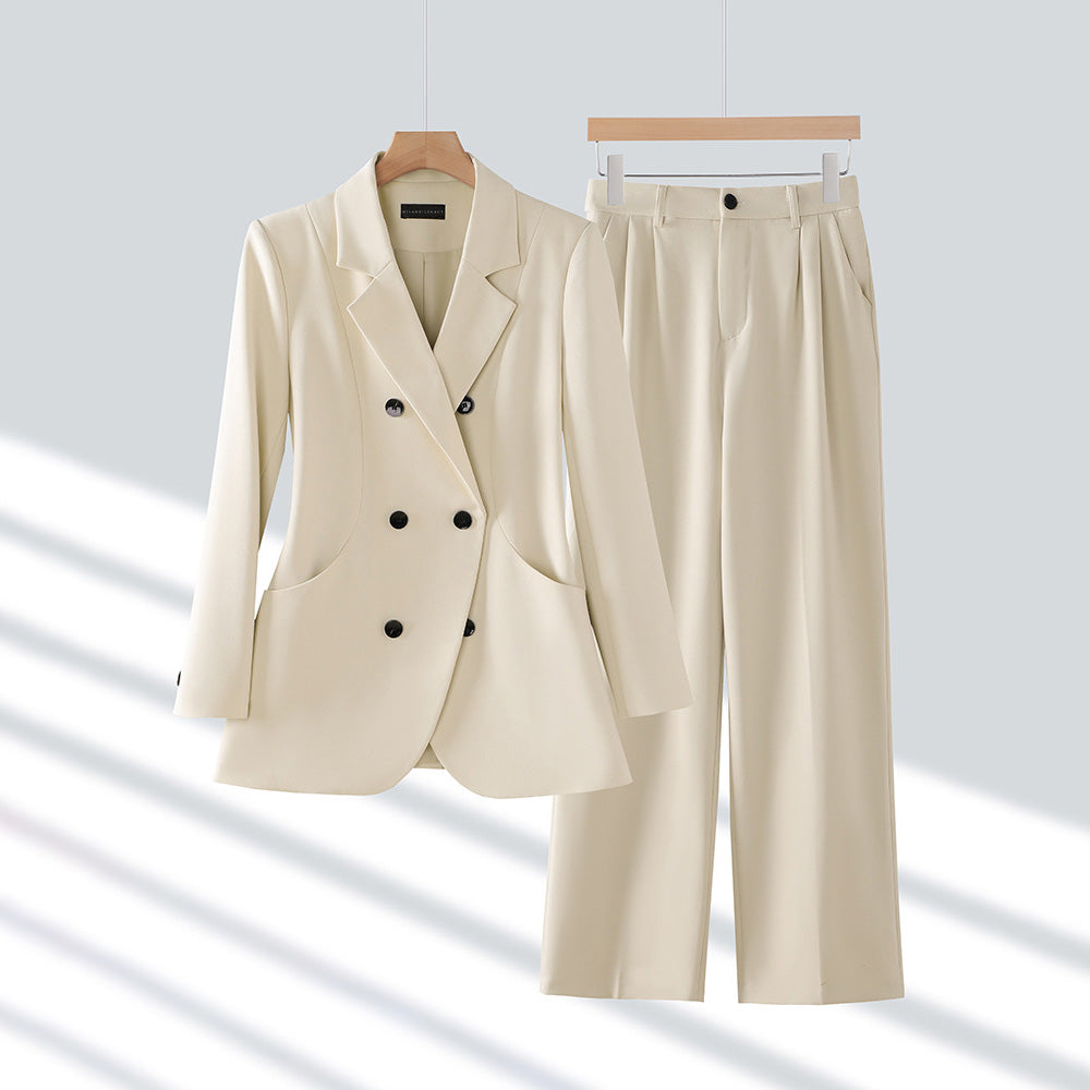 Ensemble Tailleur Puissant Blazer Pantalon Pour Femme Amawinc Noir Couture Professionnel Pour Bureau Moderne