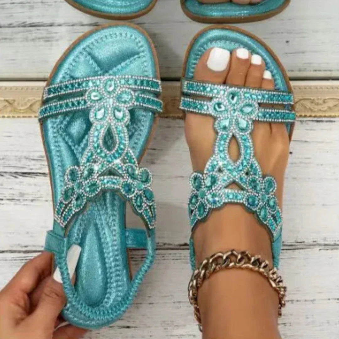Sandales À Bride Arrière Aria Avec Strass Floral Et Semelle Rembourrée Confort Toute Journée