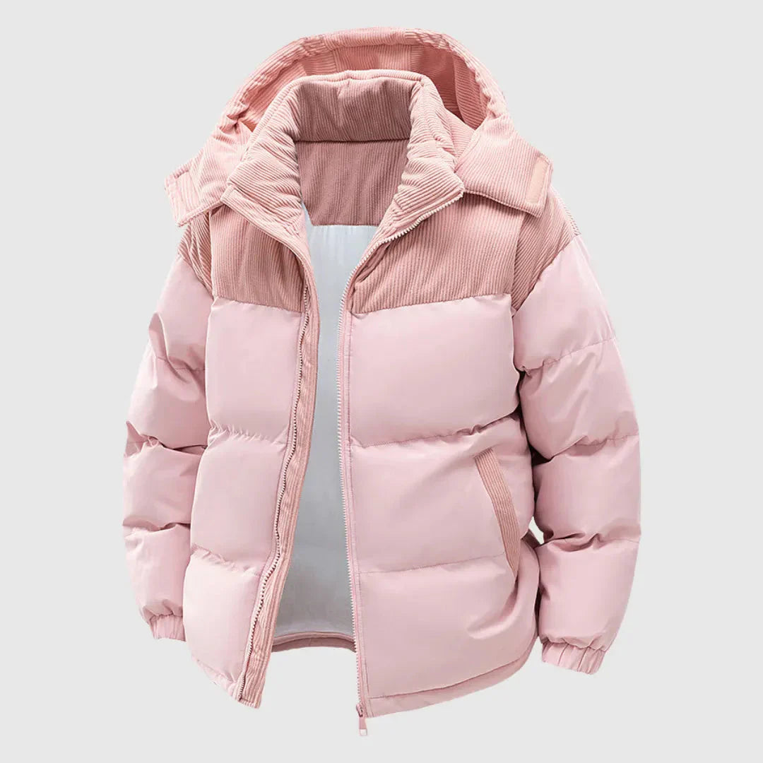 Doudoune Matelassée Femme Capuche Ajustable Doublure Douce Fermeture Éclair Avant Hiver