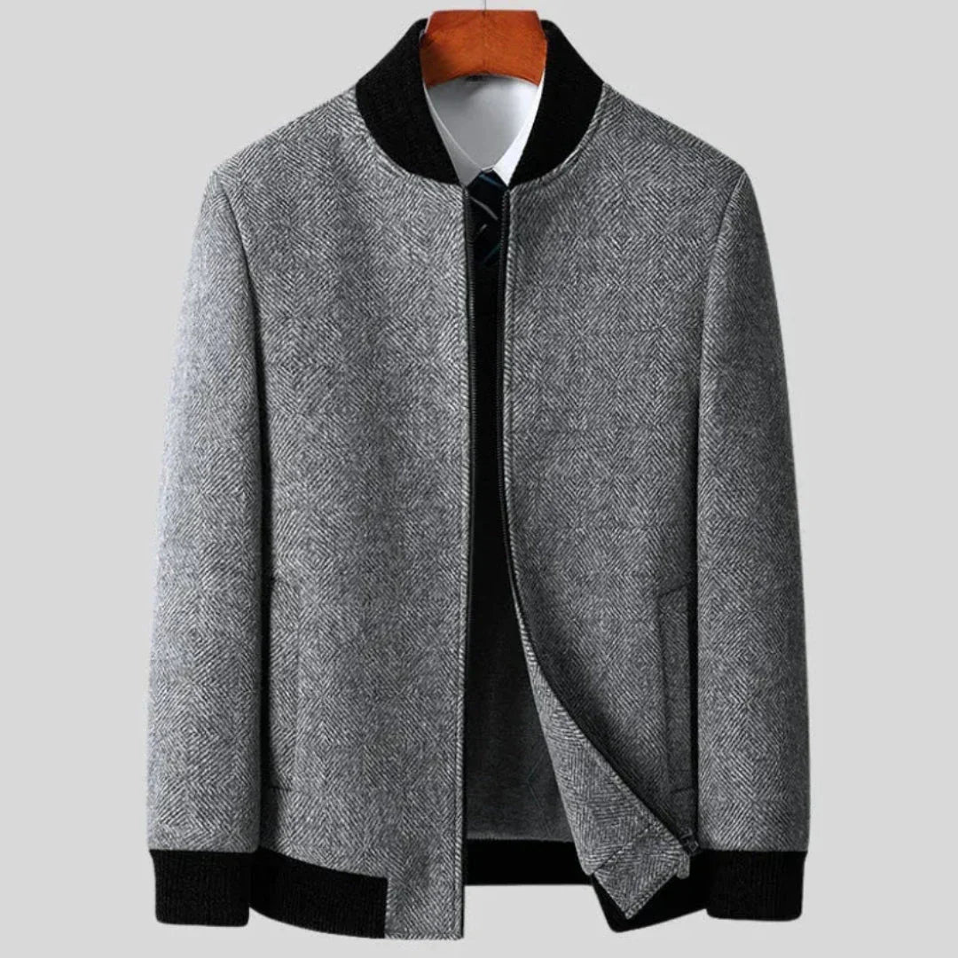 Manteau Wyatt Long En Laine À Motif Herringbone Avec Détails À Côtes Et Doublure Matelassée