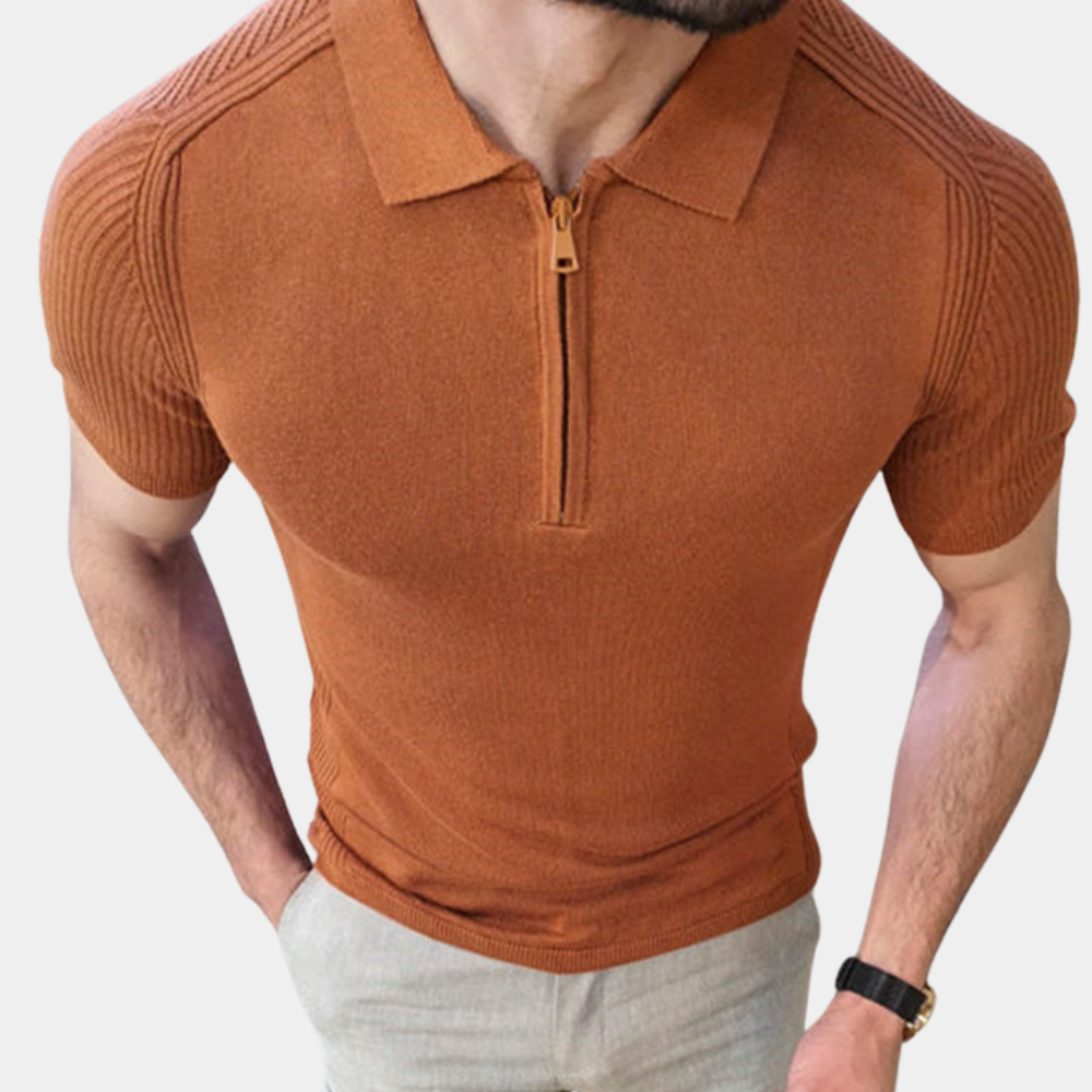 Baumwoll-Poloshirt für Herren mit Reißverschluss – lässig-elegant
