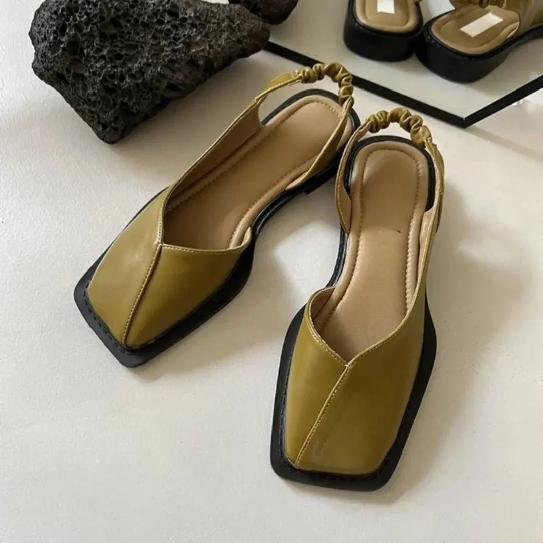 Zara Sandales Plates À Bout Carré À Bride Arrière Pour Femme Confort Moderne Et Élégante