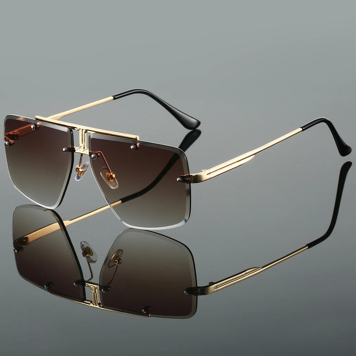 Zuri Flight Lunettes Aviateur Rimless Moderne Avec Bras en Métal Léger Et Protection UV